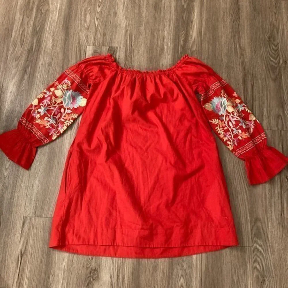 Free People Fleur Du Jour Red Mini Dress with Pockets Size S NWOT - Picture 9 of 9